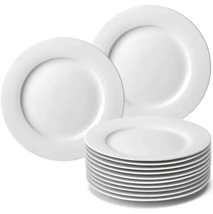 10-inch round white porcelain dinner plate for hotel tableware – INEQUIP