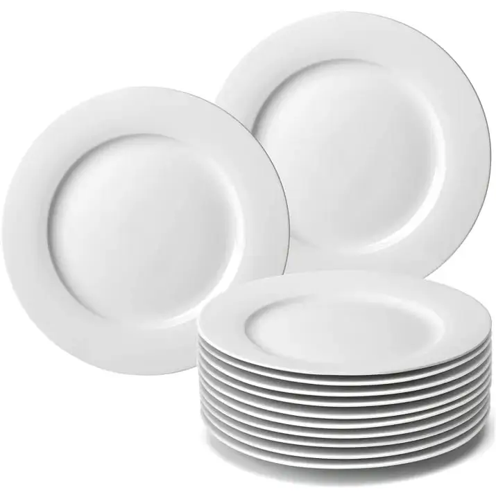 10-inch round white porcelain dinner plate for hotel tableware – INEQUIP