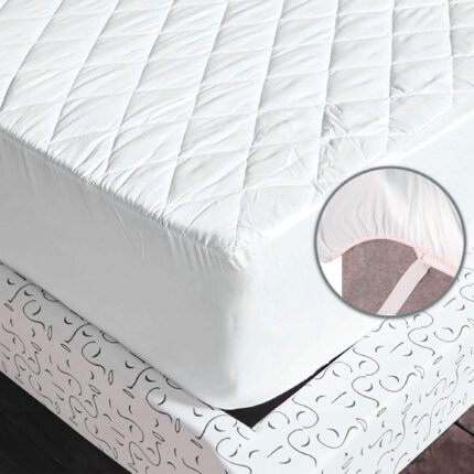 Blue quilted mattress protector with soft padding – INEQUIP