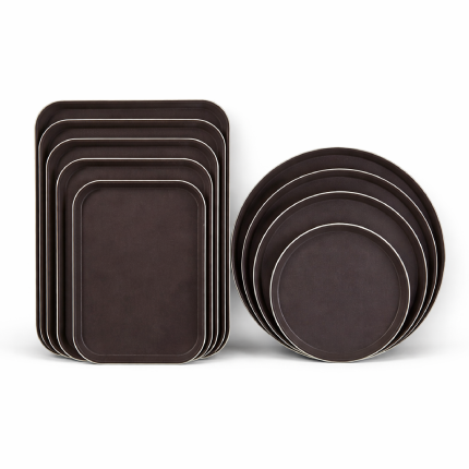 Non-slip serving trays used in hotels and hospitality sector for safe food and beverage service.