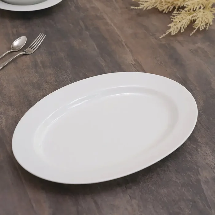 white ceramic oval serving platter