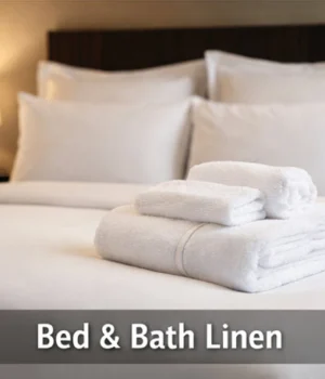 INNEQUIP Hotel Supplies bed and bath linen including hotel bedsheets, high GSM towels, bathrobes, and pillow covers for hospitality use in Pakistan